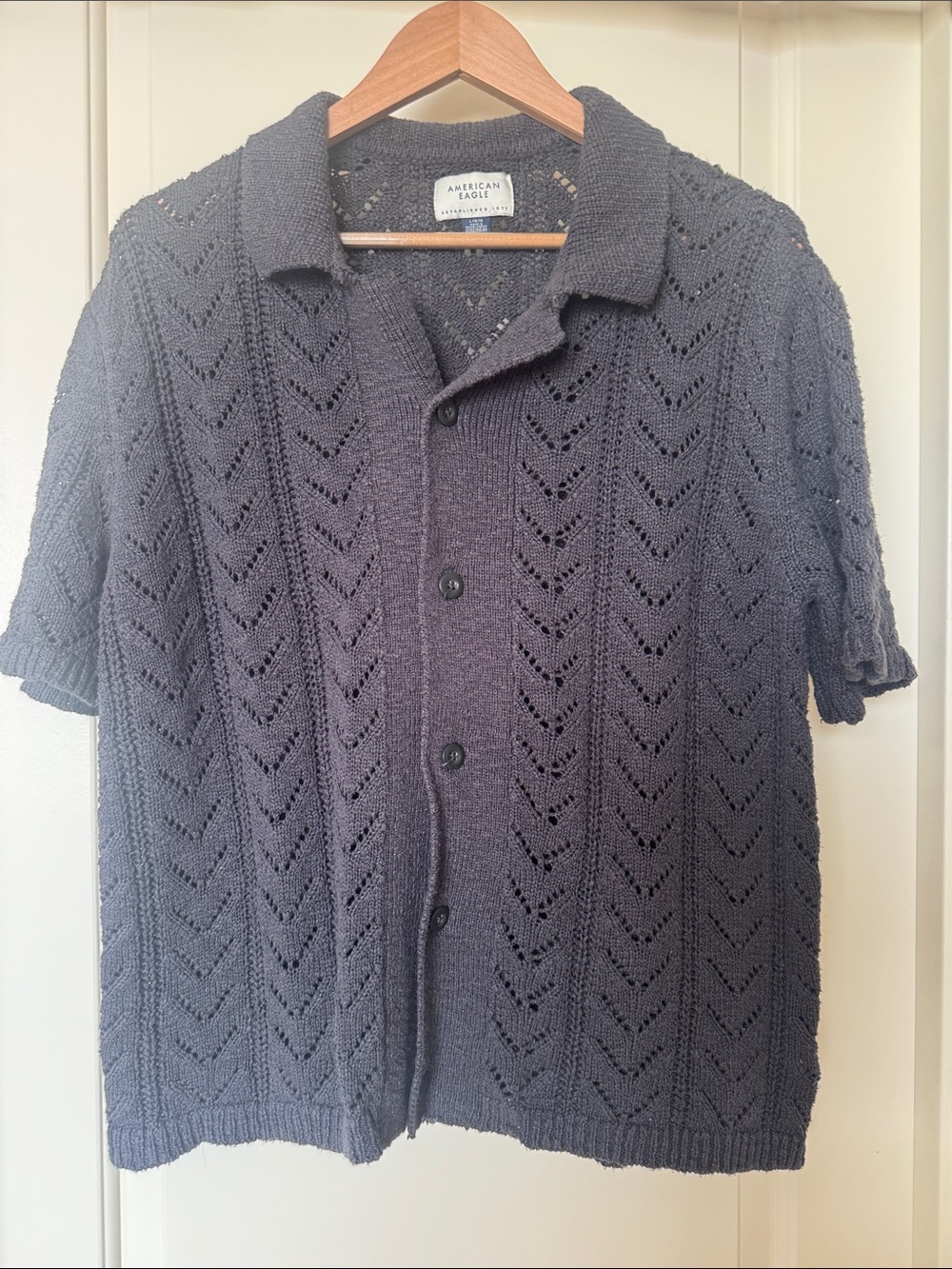 American Eagle charcoal Knit Short Sleeve Cardigan